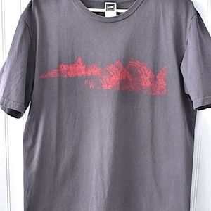 THE NORTH FACE Vintage Logo 100% Cotton Gray/Red T-Shirt Large